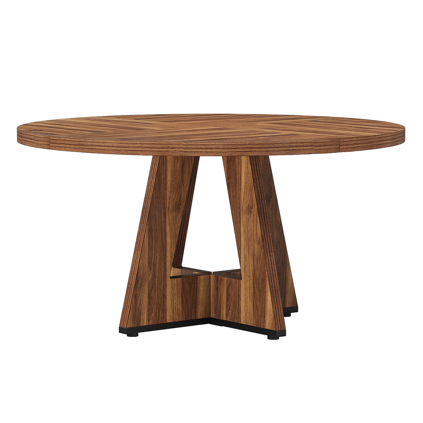Round Dining Table For 4, 47" Wooden Kitchen Table Farmhouse Dinner Table_voghion.com